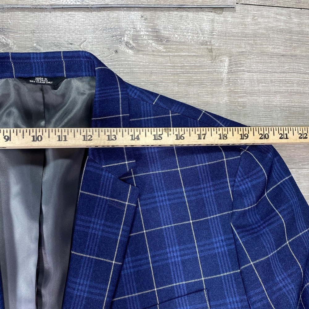 Haggar Blazer Mens 52R Blue Plaid Windowpane Tailored Fit Sport Coat Jacket - Picture 5 of 12
